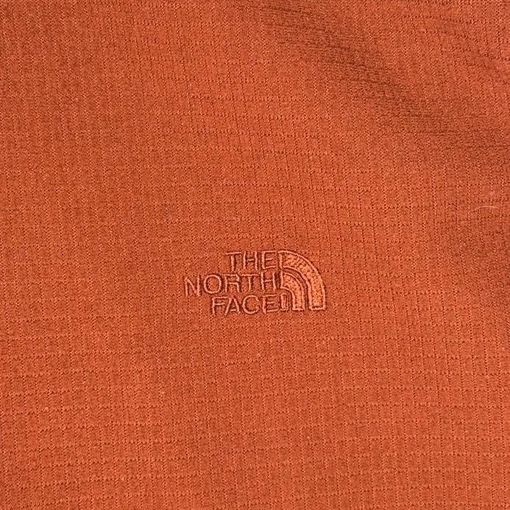 The North Face Mens XL 1/4 Zip Waffle Grid Fleece Pullover Sweater Rust Orange